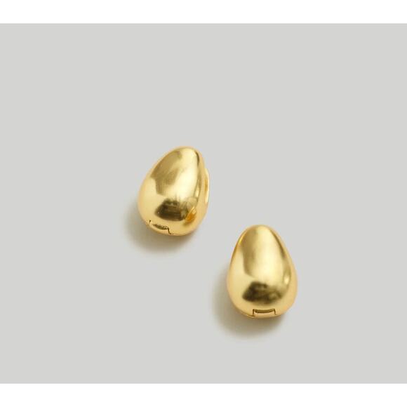 NWT Madewell Droplet Huggie Hoop Earrings In Vintage Gold - Picture 1 of 6